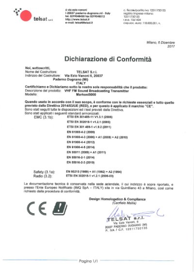 CE Markoni Declaration